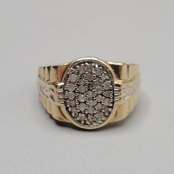 10K Two Tone Gold Diamond Cluster Ring (Size 9 & 3/4) (0.58 CTW)