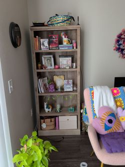 Rustic Wood Tone 5-Shelf Bookcase