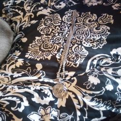 Silver CZ Stones With A Indian Silver Wolf Piece Pendant