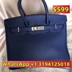 Hermes Birkin 40 Bag In Bleu Indigo Fjord With Palladium Hardware