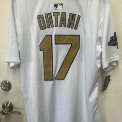 Shohei Ohtani #17 Los Angeles Dodgers White and Gold Jersey XL