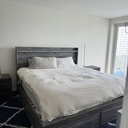 King Bed Frame - Platform Bed with Storage