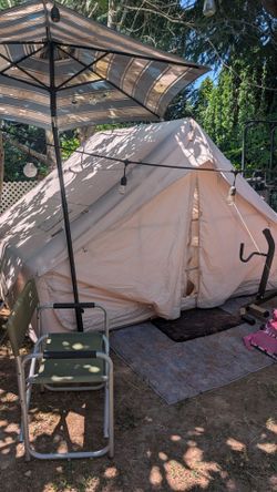 Inflatable 10x10 tent glamping setup