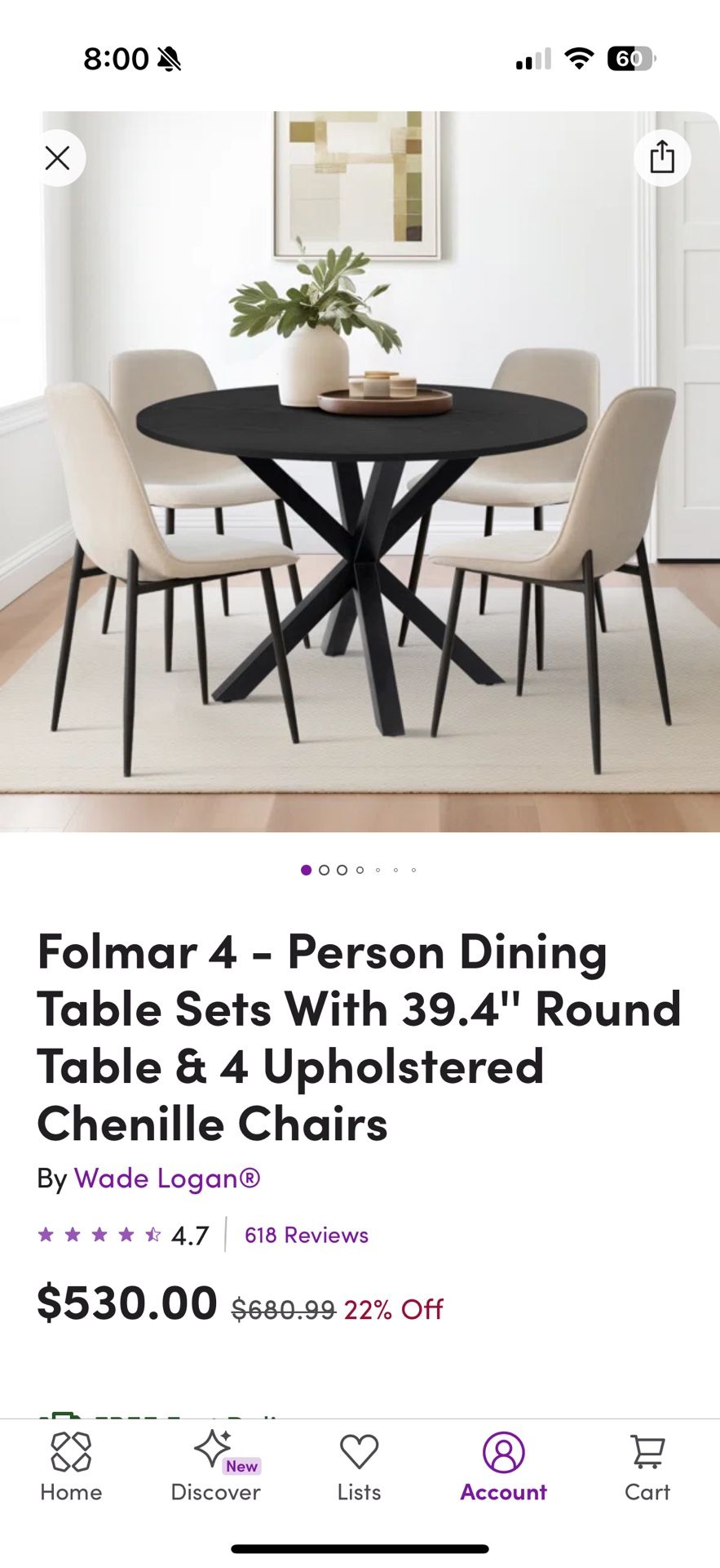 DINING TABLE AND 4 CHAIRS SET