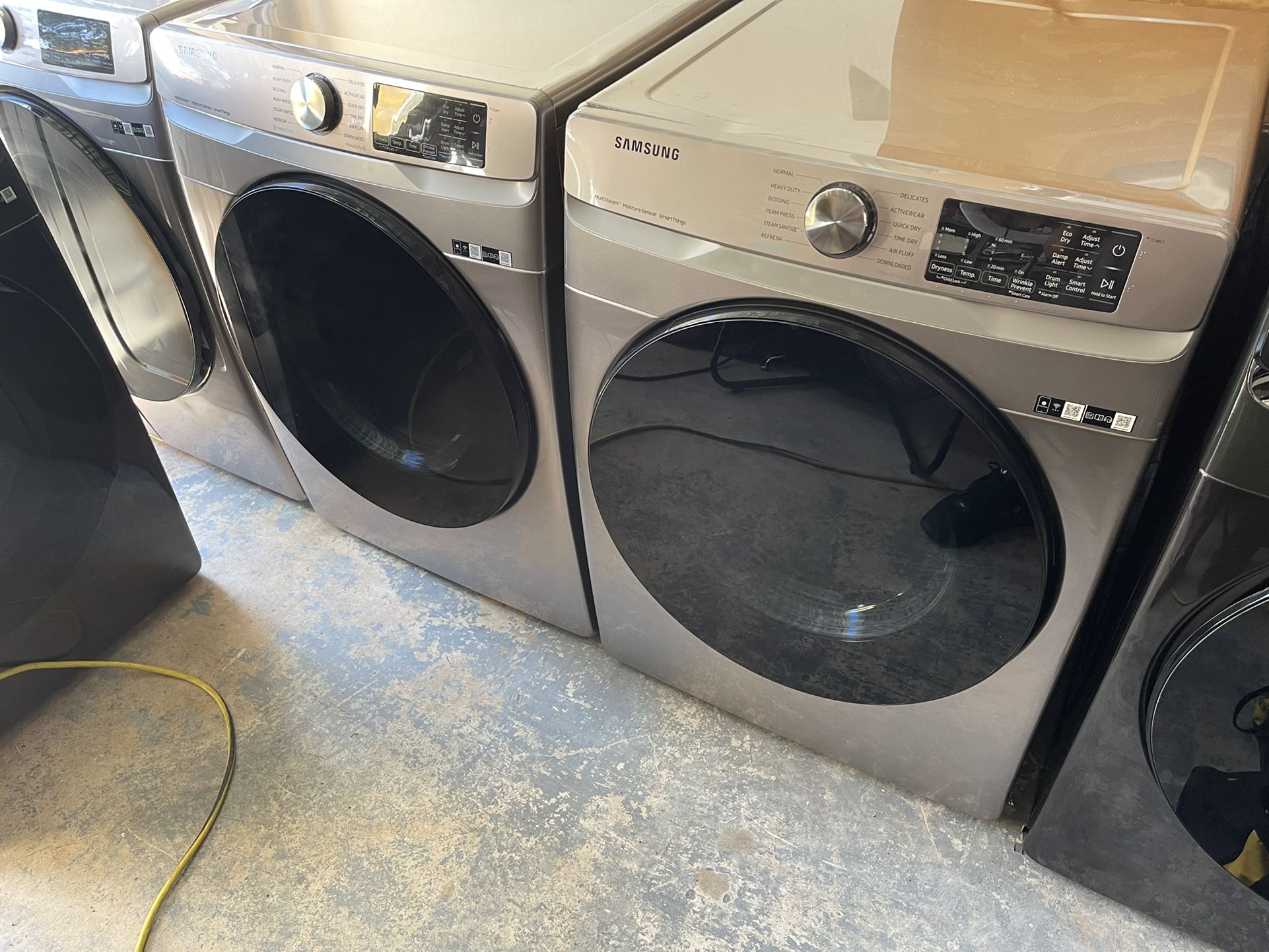 New Open Box Samsung Washer 4.5 Cu Ft And Dryer 7.5 Cu Ft 27” Front Loaders Full Capacity