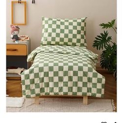 Flower Toddler Bedding Set Botanical Print 4 Pieces Crib Bed Set Kids White