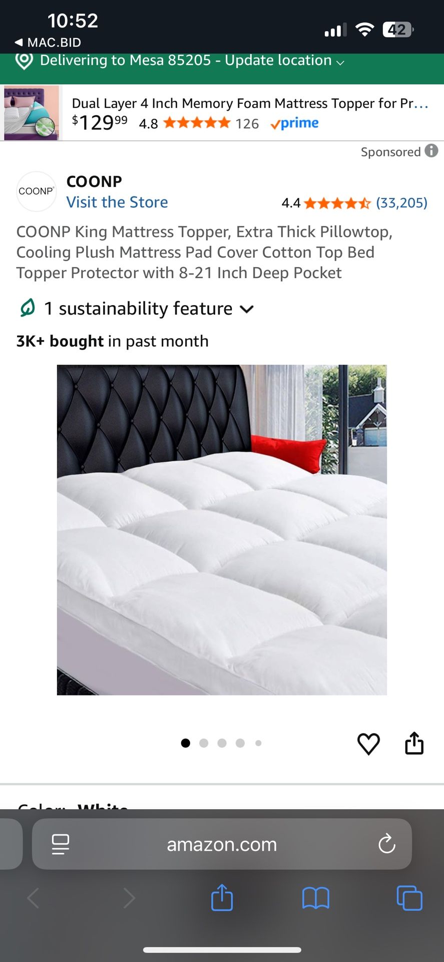 COONP King Size Extra Thick Pillow top Mattress Topper