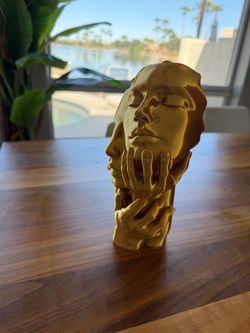 3D printed Gold Face Sculpture Decorative Statue