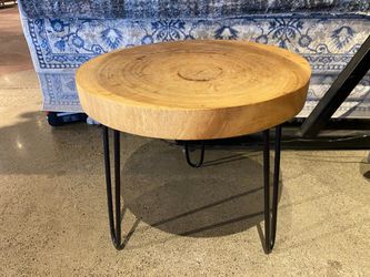 Round Wooden Table with Hairpin Legs