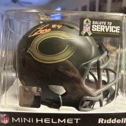 Colston Loveland Signed Chicago Bears Salute To Service Mini Helmet Beckett