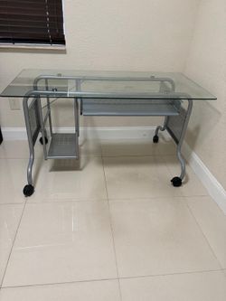 Glass computer desk