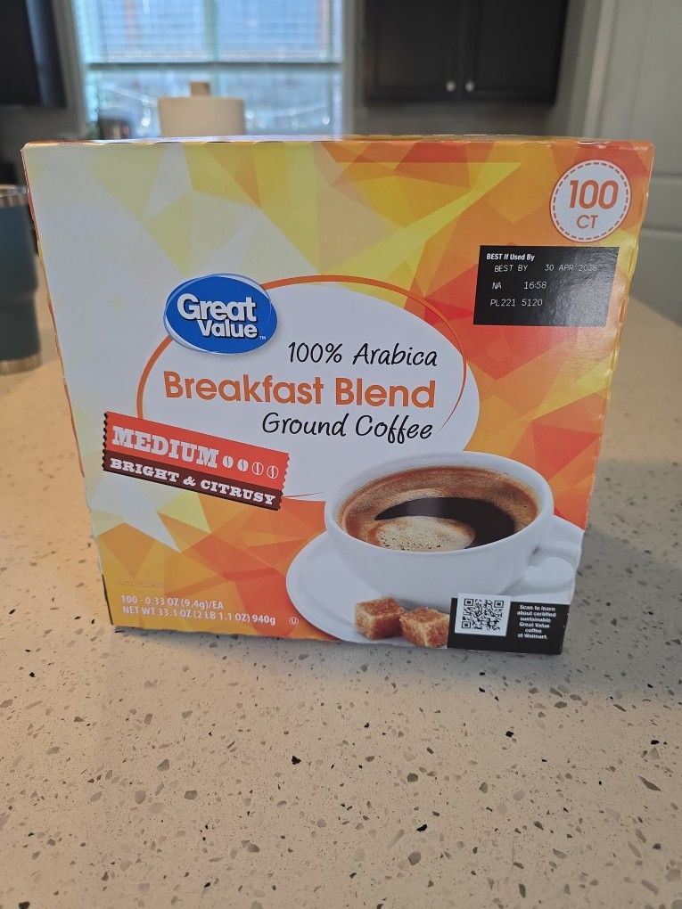 New Unopened Great Value Arabica 100ct