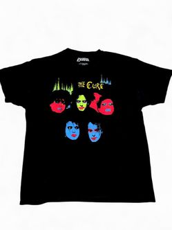 The Cure Band Colorful Faces T-Shirt Unisex Black Cotton T-Shirt Double Sided - size XL       Tags: #goth #punk #rock #hardcore #80s tour t shirt band