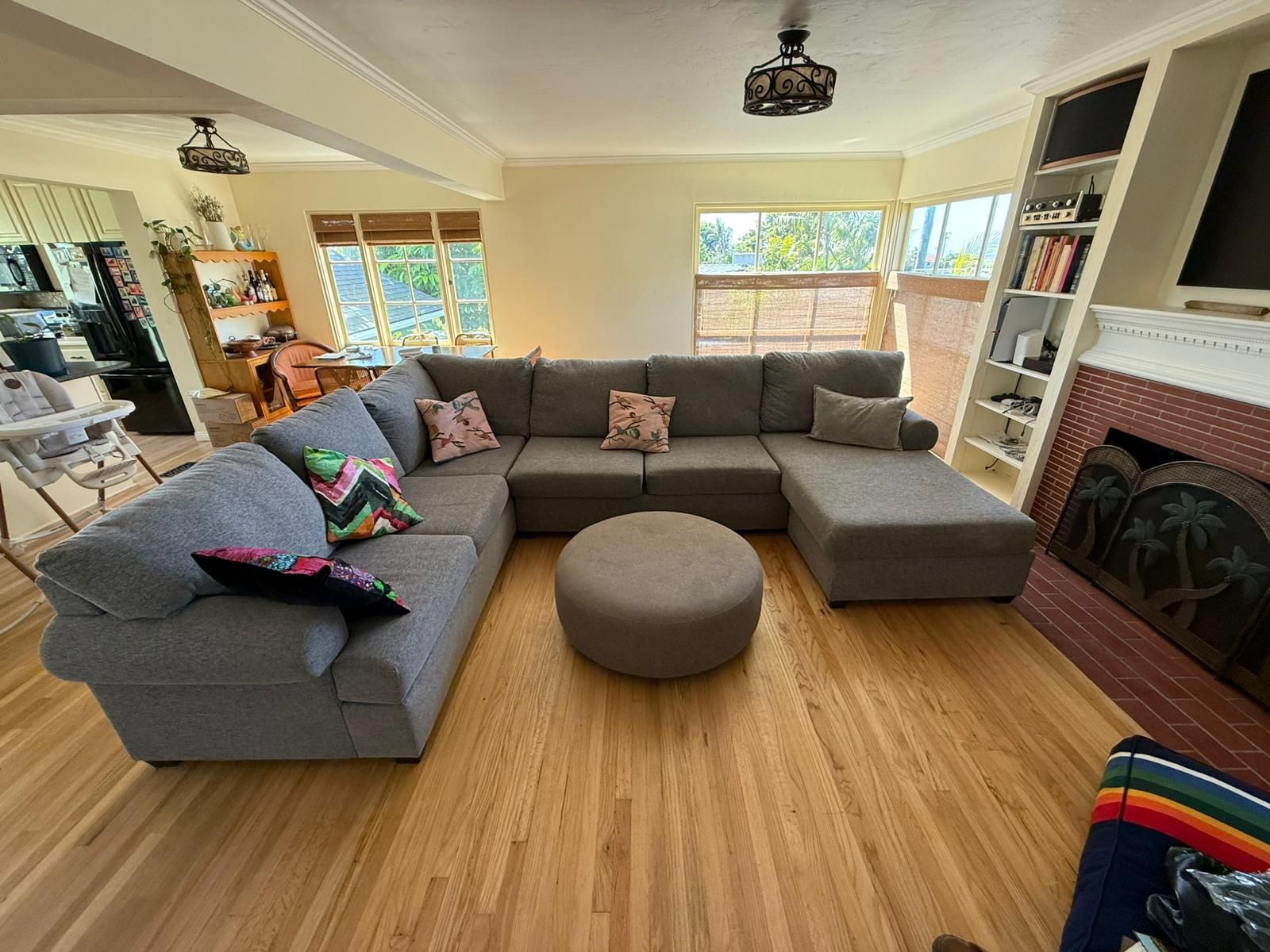 Sectional Sleeper Sofa from Living Spaces + Ottoman + Queen Mattress