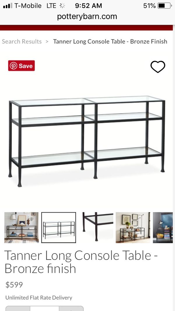 Pottery Barn Tanner Long Glass Console Table For Sale In Boring