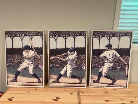 Pottery Barn Kids, Baseball Canvas Prints, set of 3
