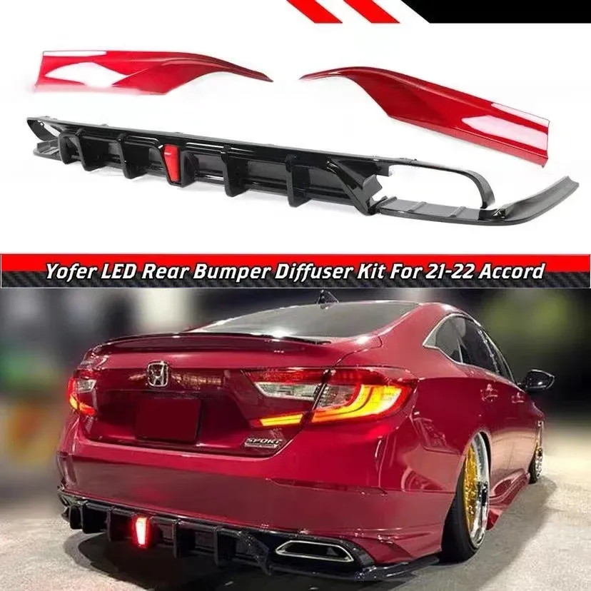 BRAND NEW 2018-2022 ACCORD YOFER V2 LED REAR DIFFUSER+ SAN MARINO RED ...