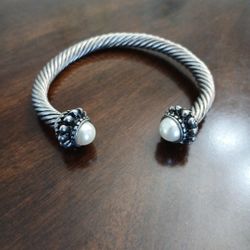 David Yurman Cable Classic Collection Bracelet  With Pearls