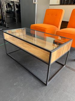 Industrial Glass Top Coffee Table