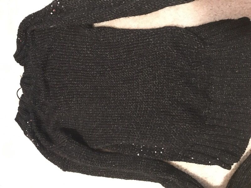 Black sparkly high low sweater