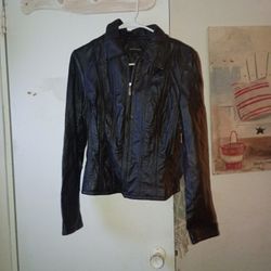 Black Ladies Leather Jacket O