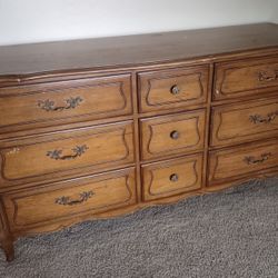 Vintage Sturdy NINE (9) Drawer Wood Dresser