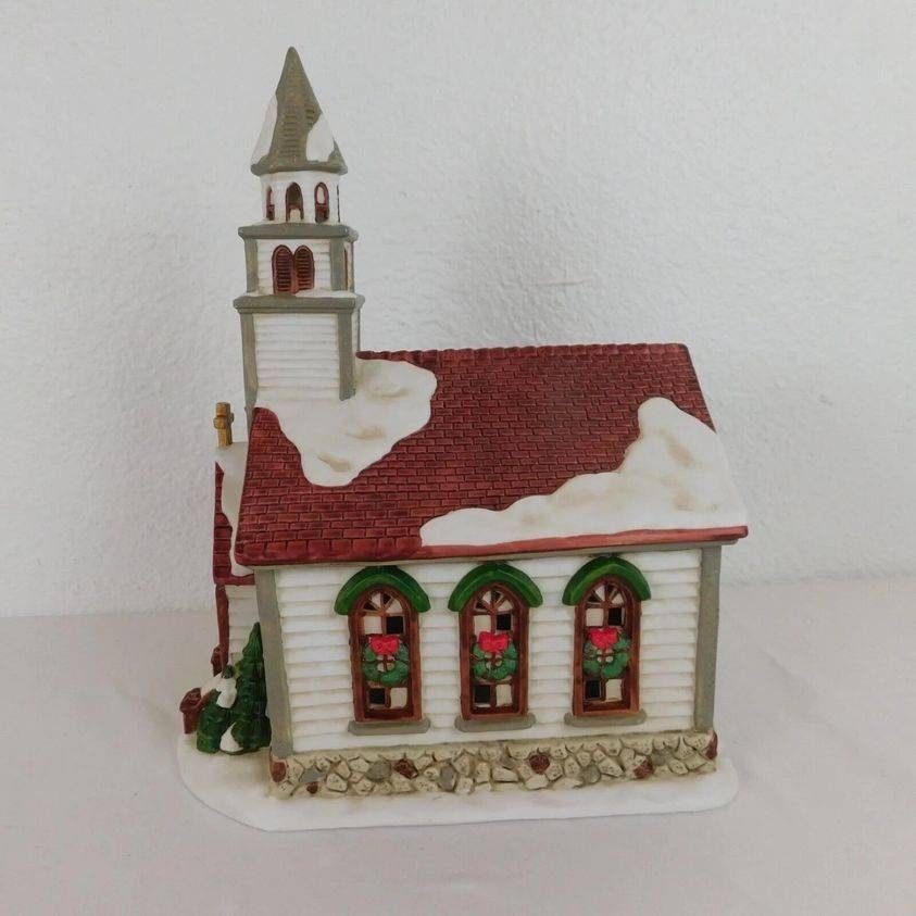 Vintage Mervyn's Christmas Village Square Chapel Church Building Light