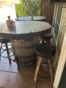 Barrel Tables, Stools, Ice Chest