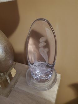 Steuben Crystal Glass with peacock Lasered  