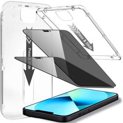 2 Pack for iPhone 14/13/13 Pro Privacy Screen Protector 6.1 Inch, with Flawless Automatic Alignment, 9H Hardness Tempered Glass, Anti Spy