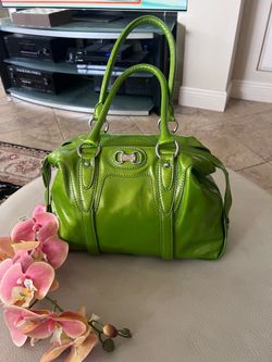 Michael Kors bright lime green patent leather purse