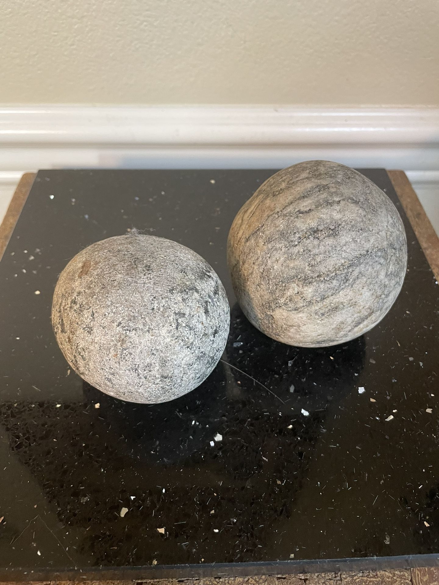 Set of 2 Antique Rare Gray Ston 3” in Diameter