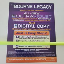 $4 DIGITAL HD MOVIE. THE BOURNE LEGACY. $4 OR TRADE FOR A MOVIE TITLE I DO NOT ALREADY OWN.