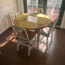 Dining table and chairs - wood and white