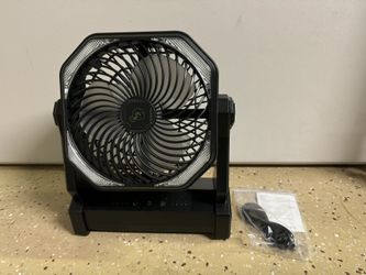Camping Fan/ Rechargeable/Portable Fan with Hook, 270°Rotation, 4 Speeds, 3 Brightness, Personal USB Desk F