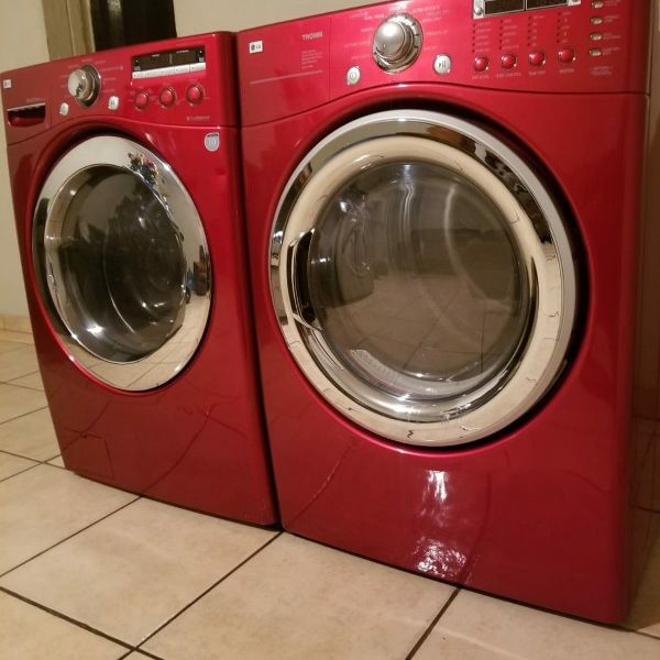 RED LG WASHER AND ELECTRIC DRYER STACKABLE for Sale in Glendale, AZ
