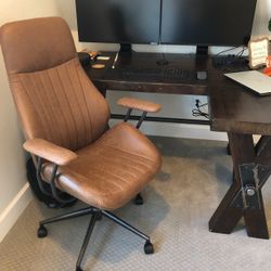 Ergonomic Suede Office Chair – High Back w/ Lumbar Support (Brown)