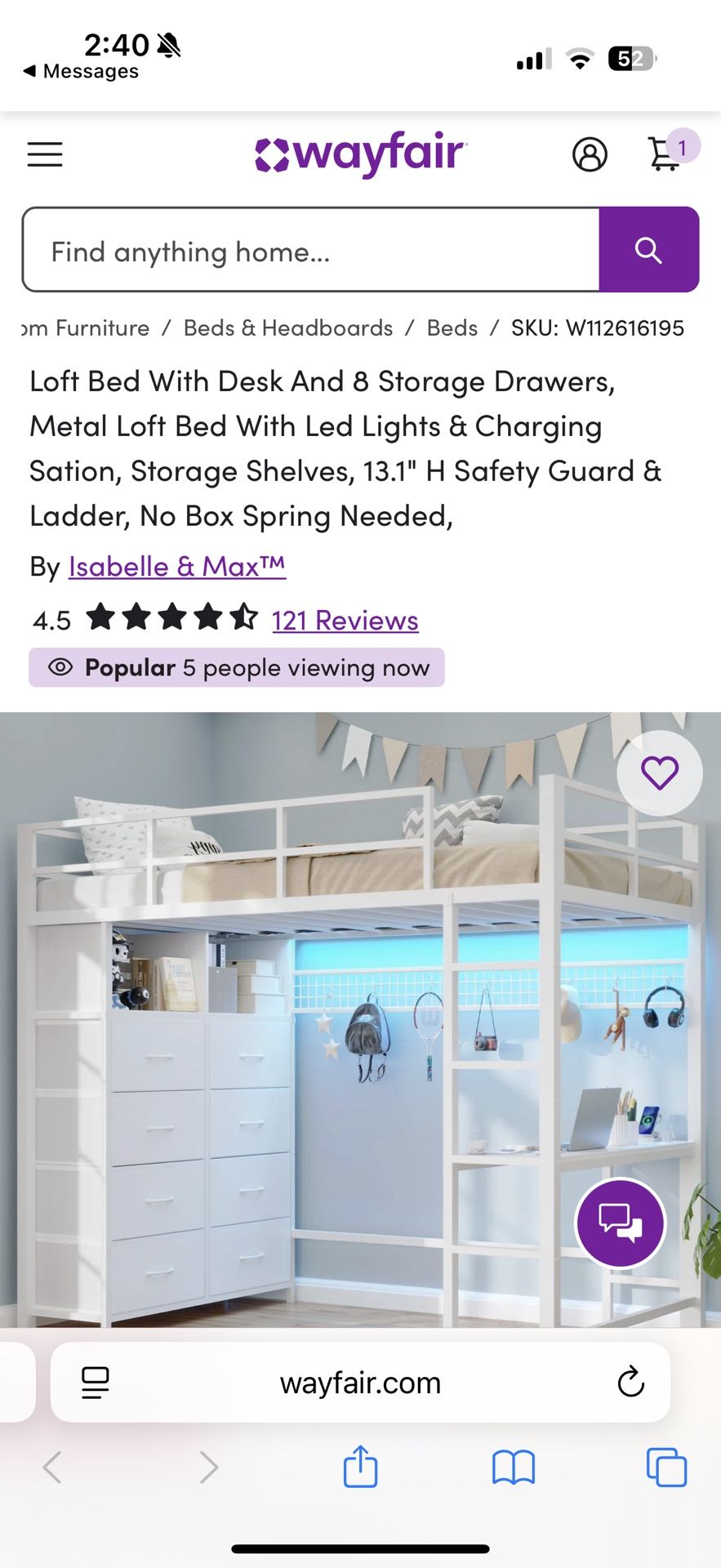 Like New Twin Loft Bed-wayfair 