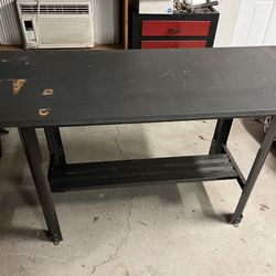 Work/ Tool Table Wood Top Metal Frame 