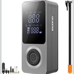 ☆ Cordless Tire Inflator Portable Air Compressor, 150PSI with Power Bank Function, Large LED Screen, Auto Shut-Off, 10 FT Car Cord & Type-C Cable for
