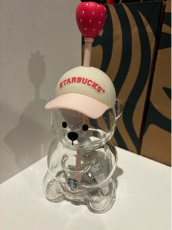 Starbucks Pink Bearista Collectible Glass Cup