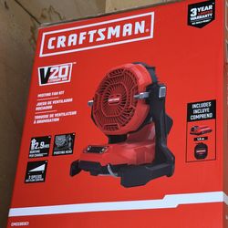 CRAFTSMAN 7.5-in Outdoor Misting Personal Fan, Battery Powered, in Red with battery and charger