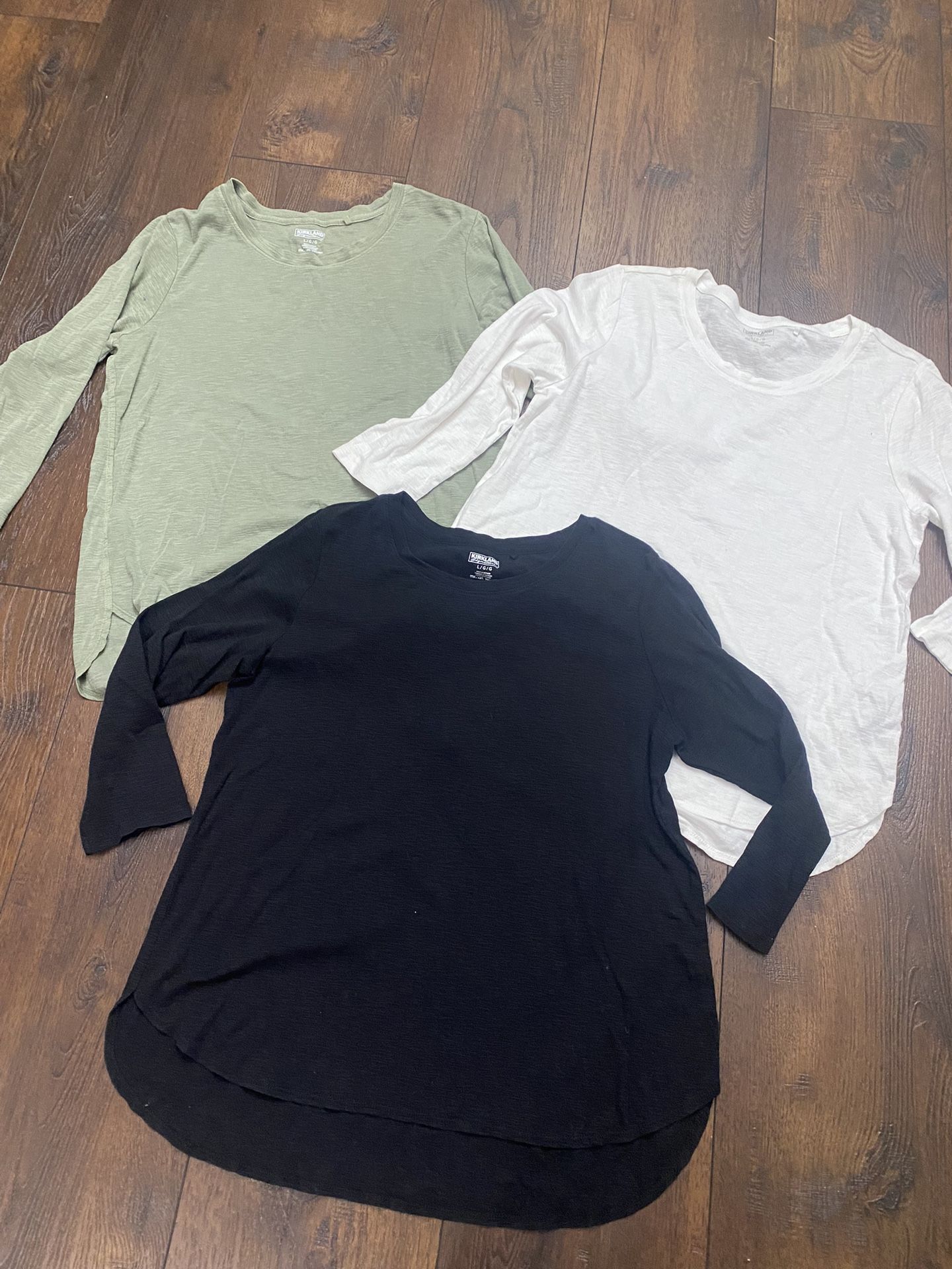 Womans 3/4 Sleeve Shirts By Kirkland Green White And Black Size Large #8