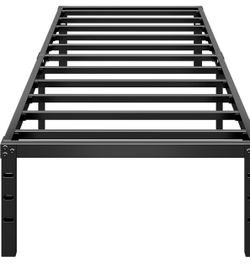 Twin black metal platform bed frame