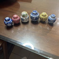 Collectible Ginger Jars Miniature Set Of 6 Porcelain 