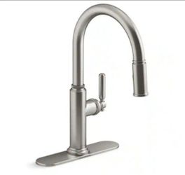 KOHLER Revolv Single Handle Pull Down Sprayer Kitchen Faucet in Vibrant Stainless