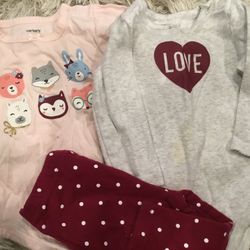 Carter Precious Firsts 9M Baby Girl Long Sleeve Onesies Bodysuits Leggings
