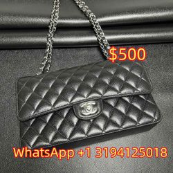 Chanel Black Quilted Patent Medium Classic Double Flap Bag