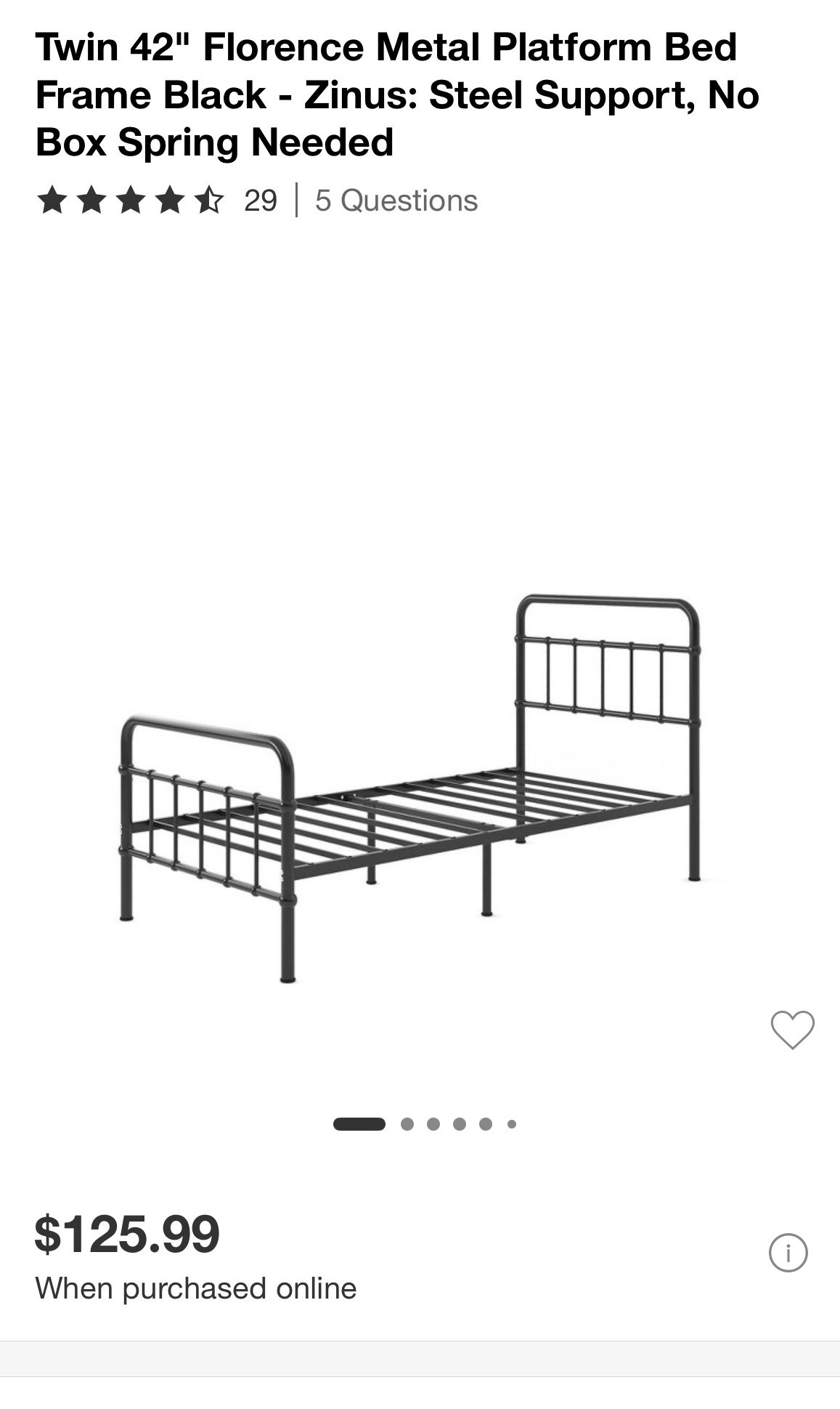 ZINUS Florence Metal Platform Bed Frame With Mattress