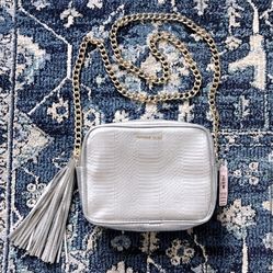 Victoria's Secret silver embossed faux leather crossbody bag